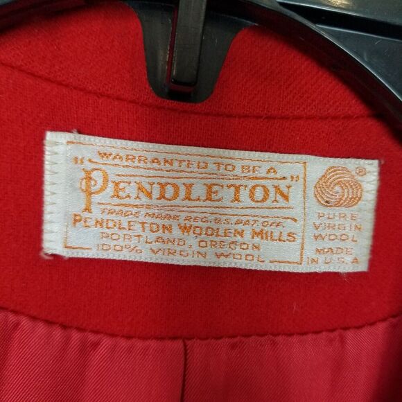 VTG Pendleton Women Wool Blazer Jacket Sz 12 Red Button Up Preppy Office - Picture 4 of 4